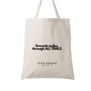 Emunah smile,s through ALL TRIALS Small Tote Bag - Tzair Emunah